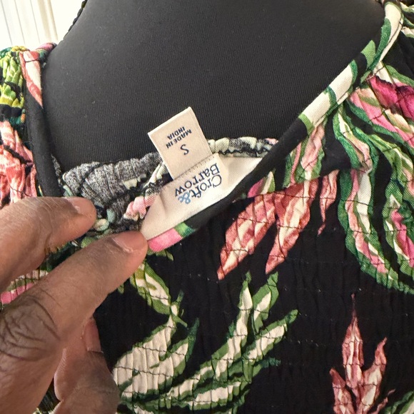 Croft & Barrow Black Maxi Dress with Colorful Leaf Pattern - Picture 4 of 4